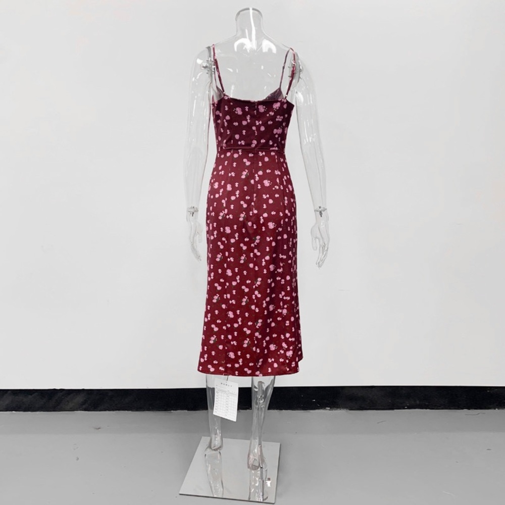 Casual Strapless Split Spaghetti Strap Dress - image 6